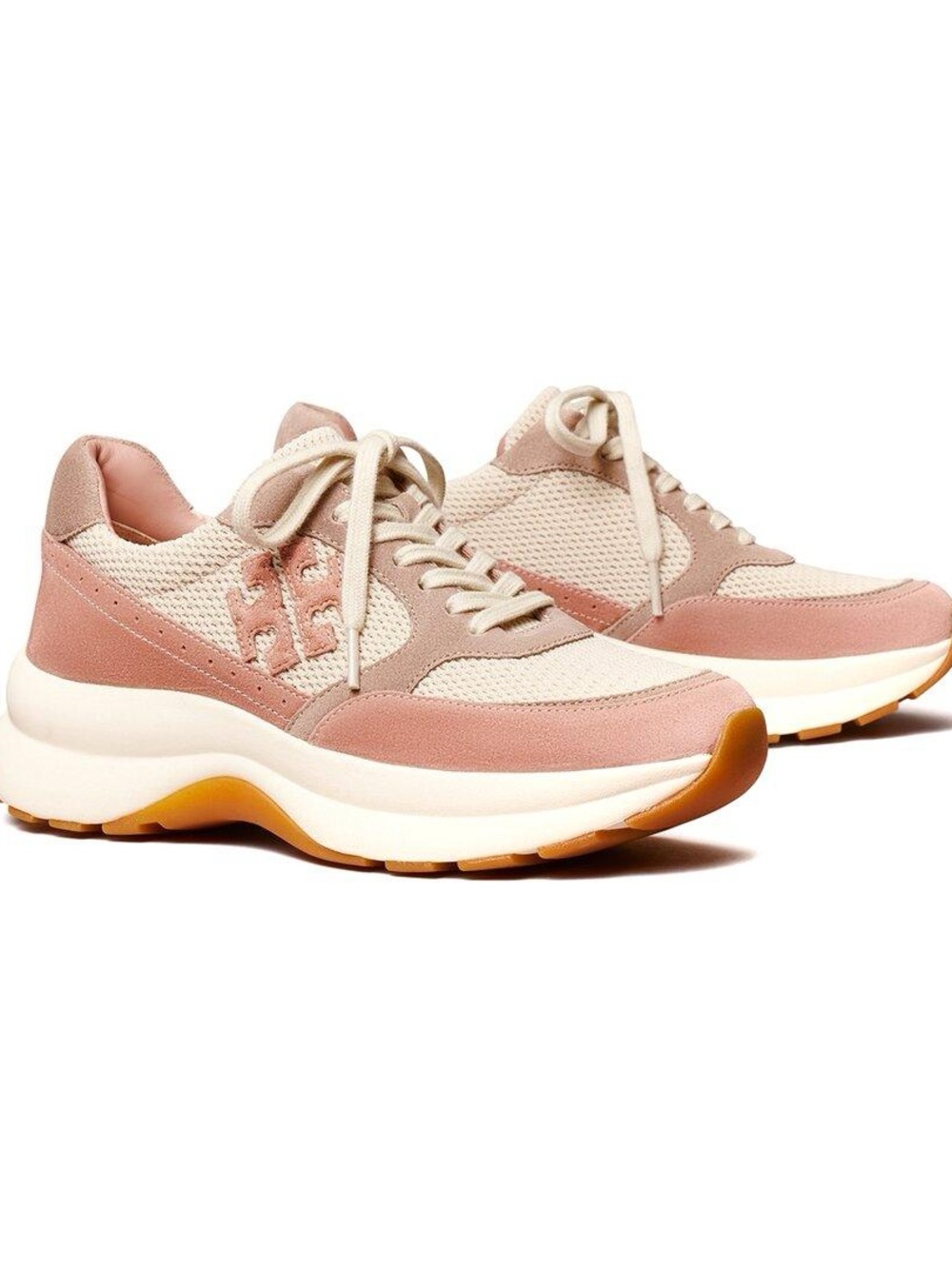 Tory Burch Pink and Cream Platform Sneakers